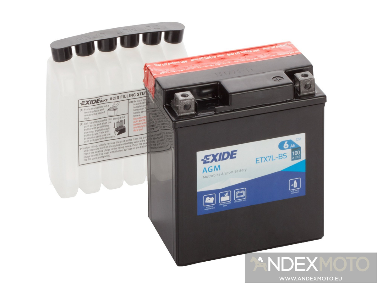 Battery 12V 6Ah YTX7LBS EXIDE MOTOCYCLE BATTERIES \ MAINTENANCE FREE