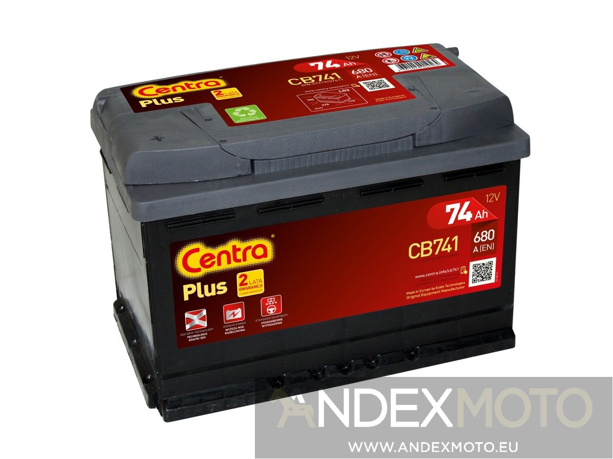 Akumulator 12V 74Ah CENTRA PLUS CB741 S4009 E12 CAR BATTERIES
