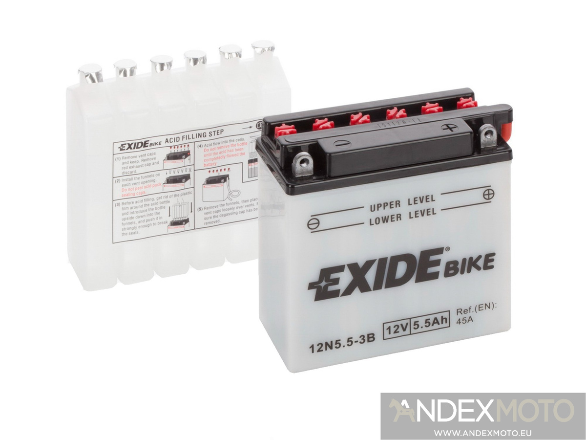 Battery 12V 5,5Ah 12N5,53B EXIDE MOTOCYCLE BATTERIES \ CONVENTIONAL