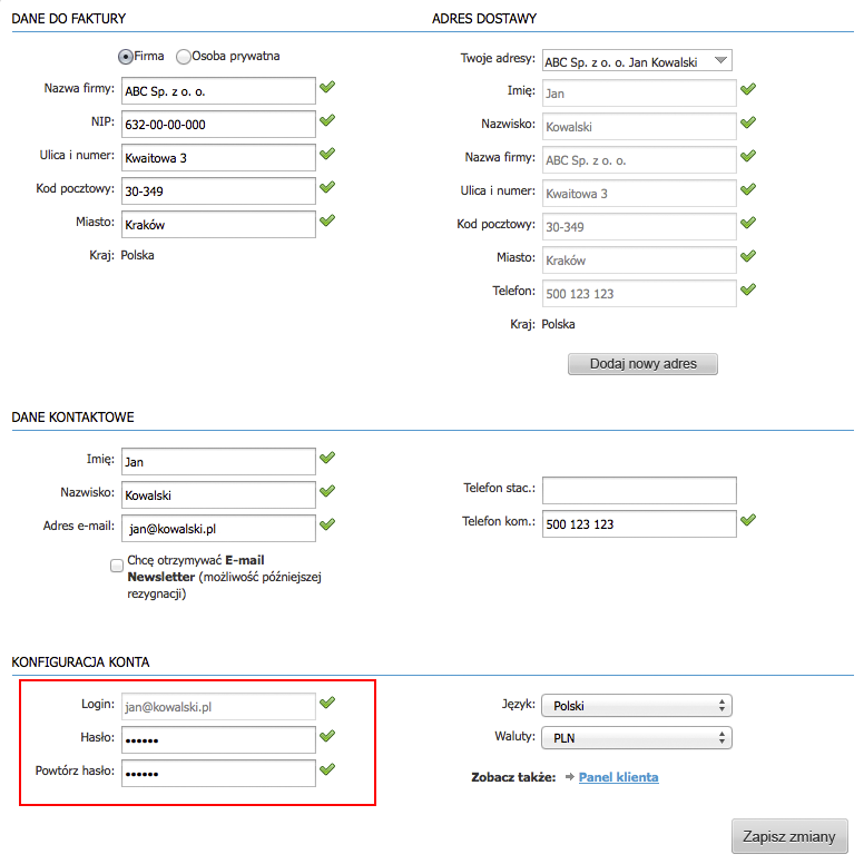 Jak zmienić hasło i login