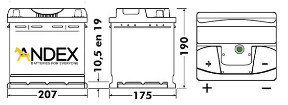 Wymiary akumulatora Exide Premium EA531