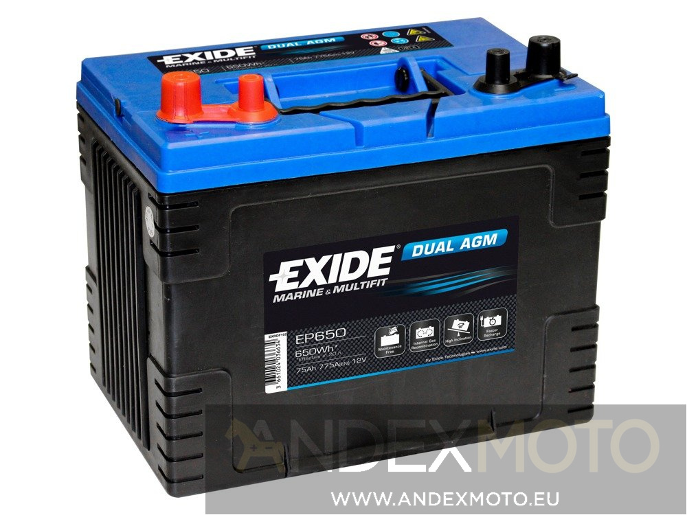 Battery 12V 70Ah EXIDE DUAL AGM EP600 SPECIAL BATTERIES \ Exide