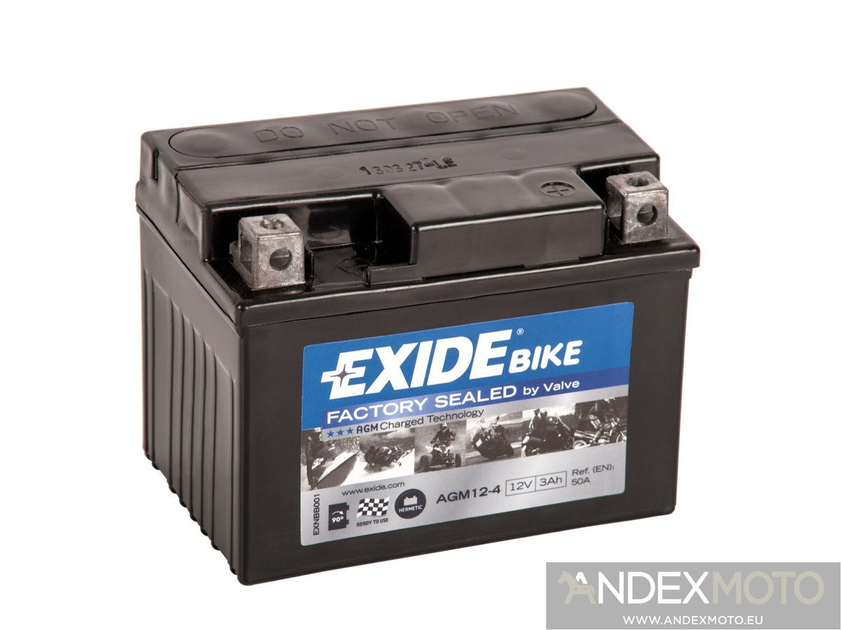 Battery 12V 3Ah AGM124 EXIDE MOTOCYCLE BATTERIES \ FACTORY SEALED