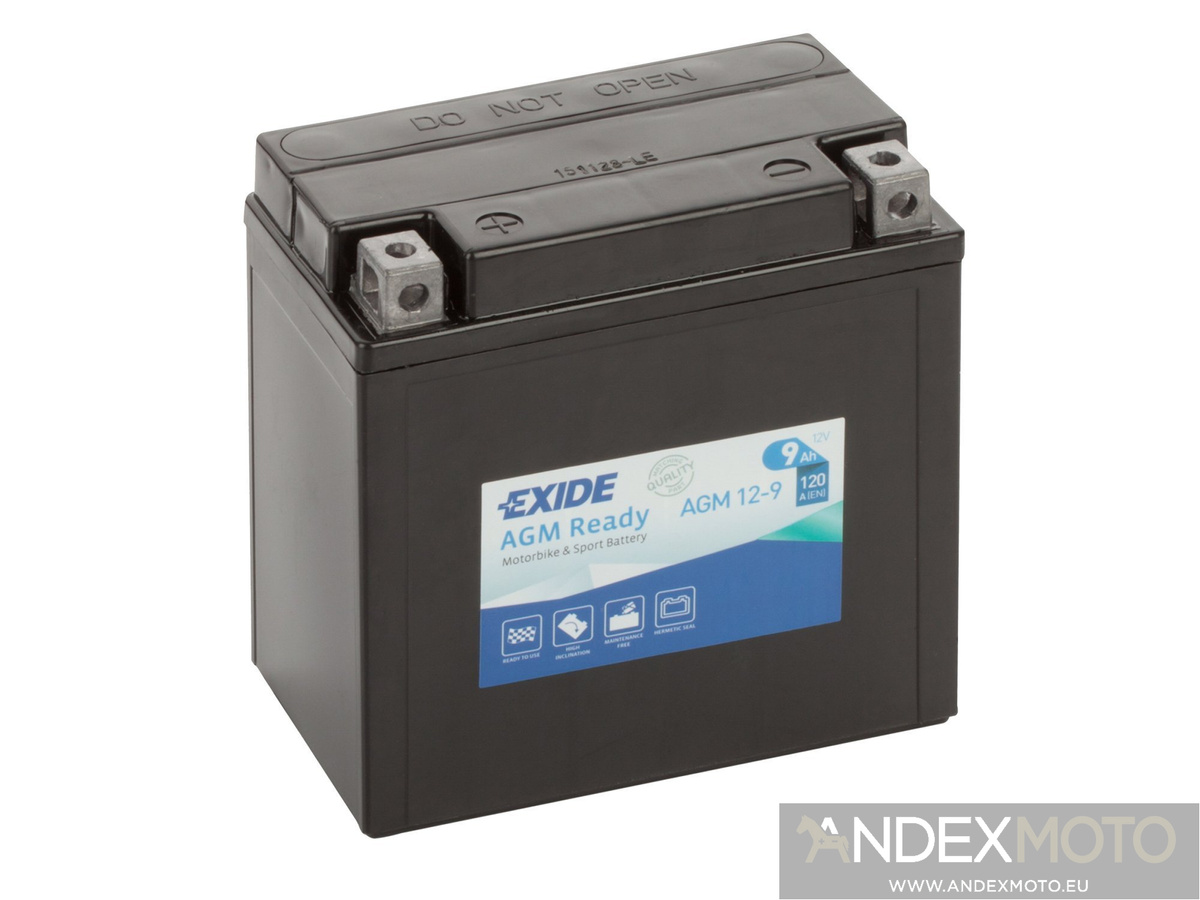 Battery 12V 9Ah AGM129 EXIDE MOTOCYCLE BATTERIES \ FACTORY SEALED