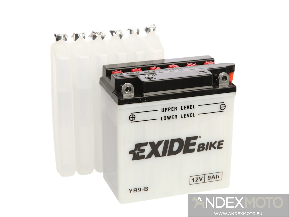 Battery 12V 9Ah YB9B EXIDE MOTOCYCLE BATTERIES \ CONVENTIONAL 12V