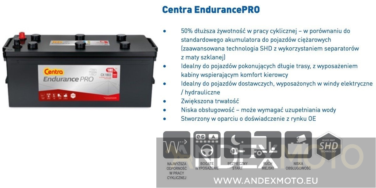 Akumulator 12V 180Ah CENTRA EndurancePRO CX1803