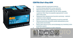 Akumulator 12V  50Ah CENTRA START-STOP AGM CK508