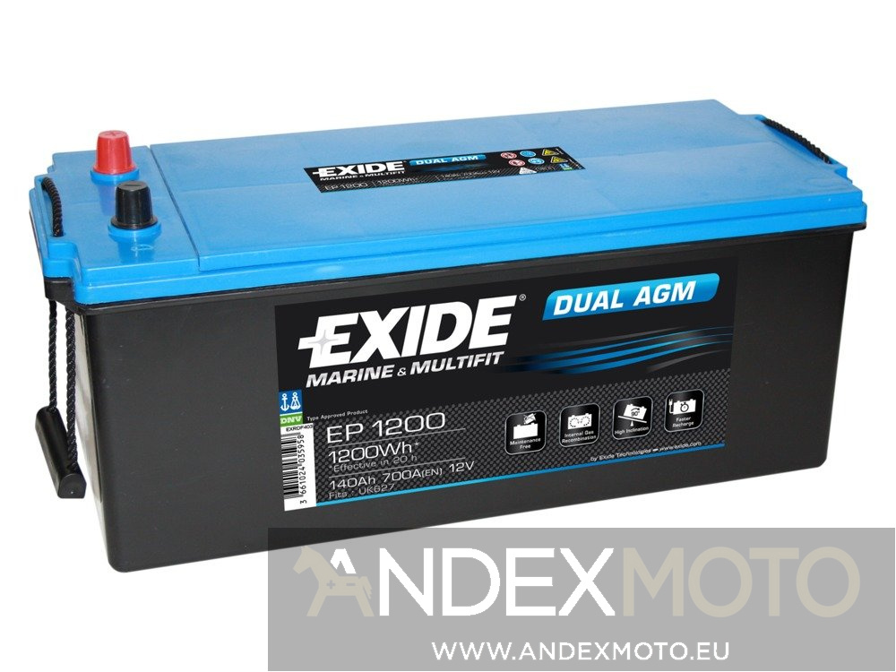 Battery 12V 140Ah EXIDE DUAL AGM EP1200