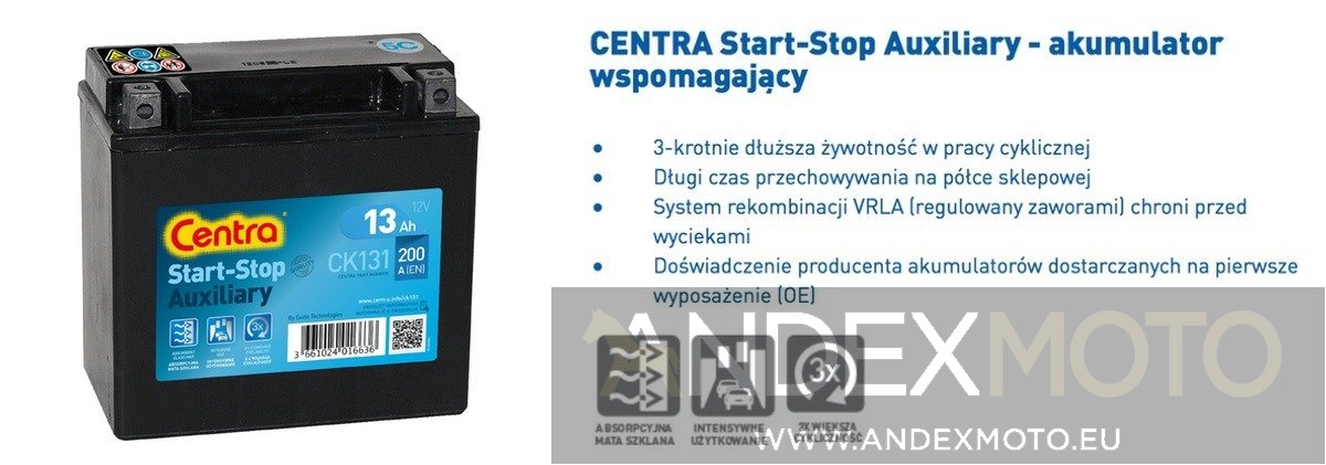 Battery 12V  9Ah CENTRA START-STOP AUXILIARY CK091