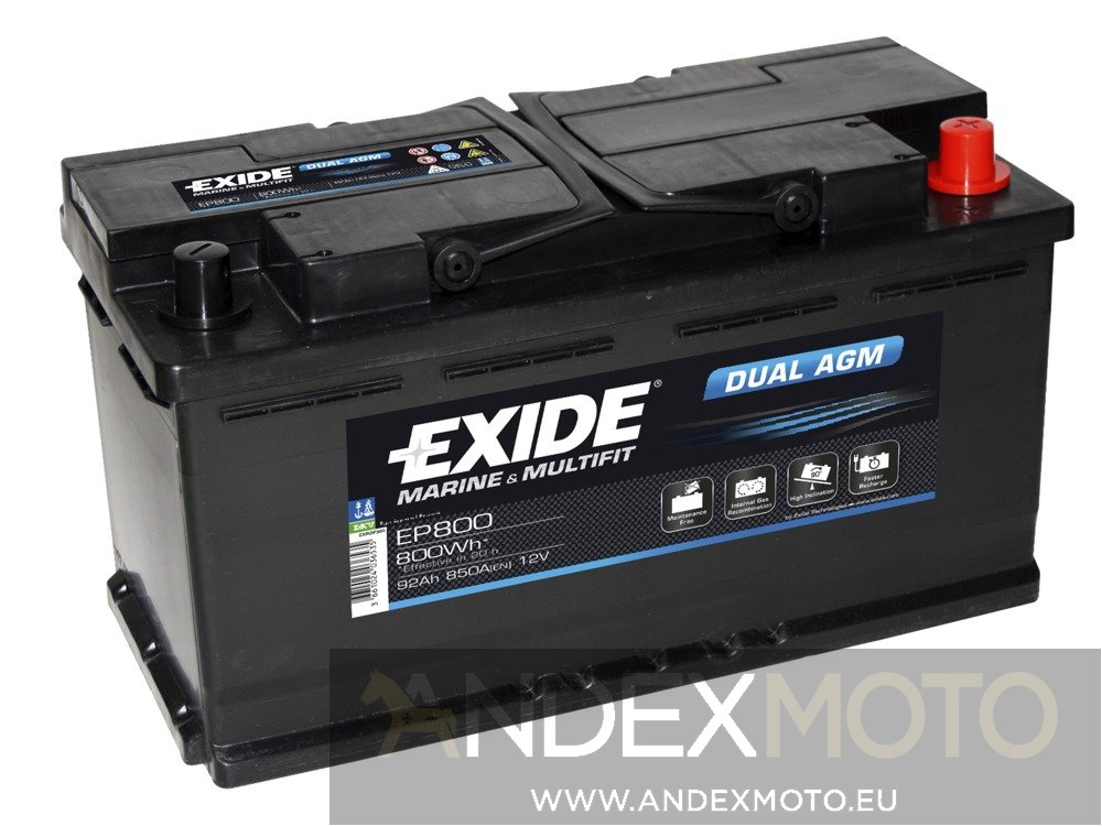 Battery 12V  92Ah EXIDE DUAL AGM EP800