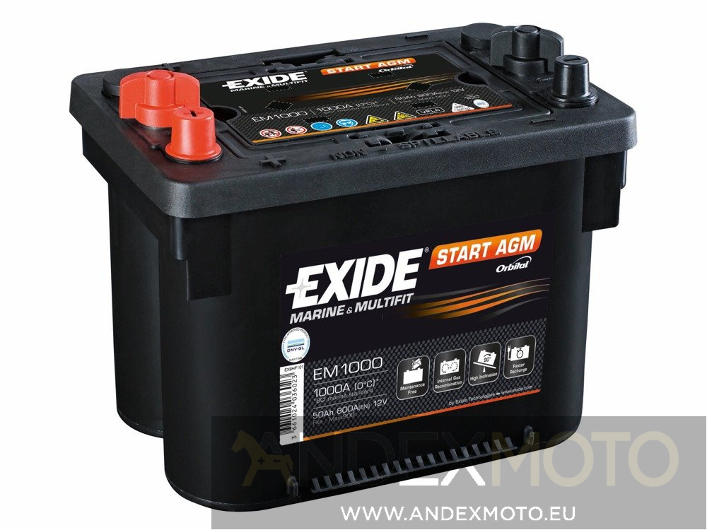 Akumulator 12V  50Ah EXIDE START AGM EM1000 