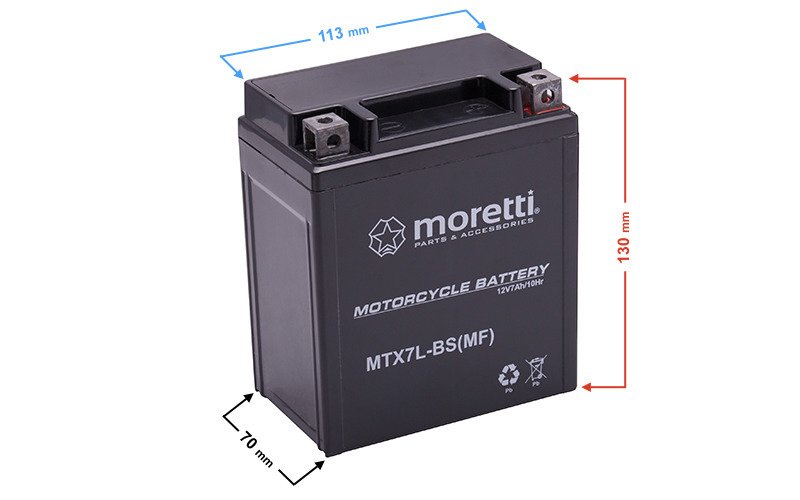 Akumulator AGM (Gel) MTX7L-BS 7 Ah  Moretti